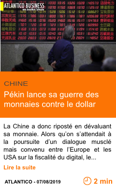 Economie pekin lance sa guerre des monnaies contre le dollar page001