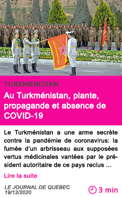 Societe au turkme nistan plante propagande et absence de covid 19