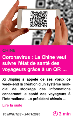 Societe coronavirus la chine veut suivre l e tat de sante des voyageurs gra ce a un qr code