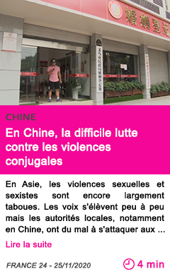 Societe en chine la difficile lutte contre les violences conjugales