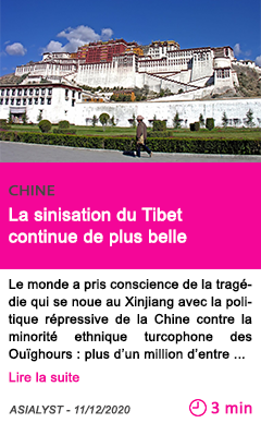 Societe la sinisation du tibet continue de plus belle